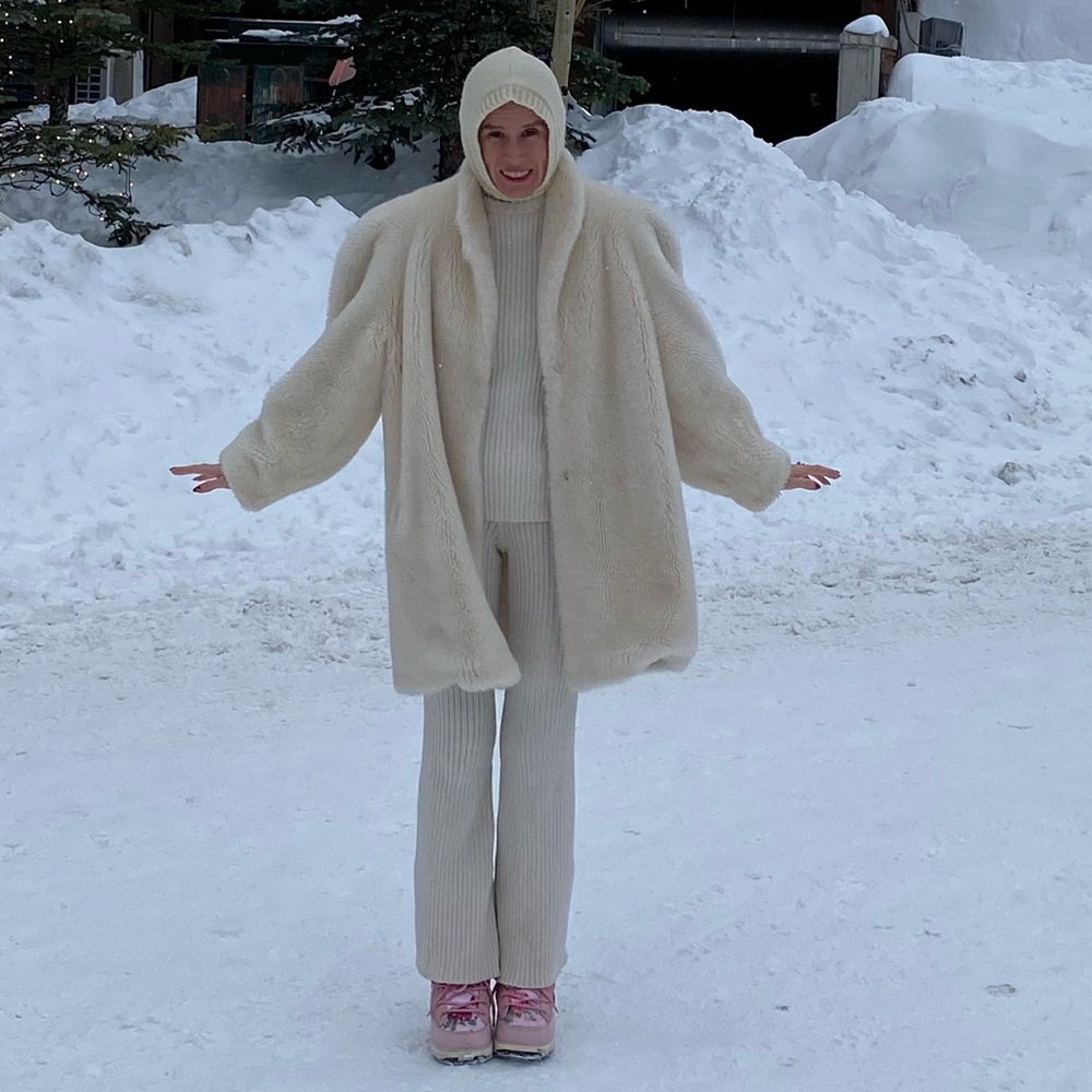 Vintage French Faux Fur cream coat
